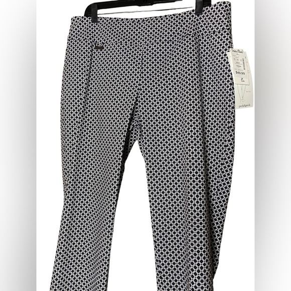 Peck & Peck Monochrome Diamond Pattern Ava Tummy control pull on Pants. SZ-16 - Picture 3 of 9